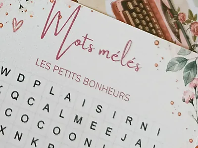 Grille de mots mêlés « Les petits bonheurs »